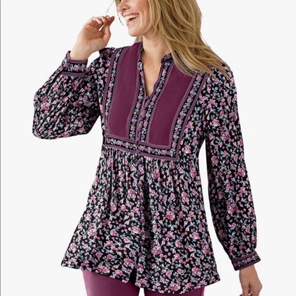 Women within Button-Front Mixed Print Tunic size large 18/20